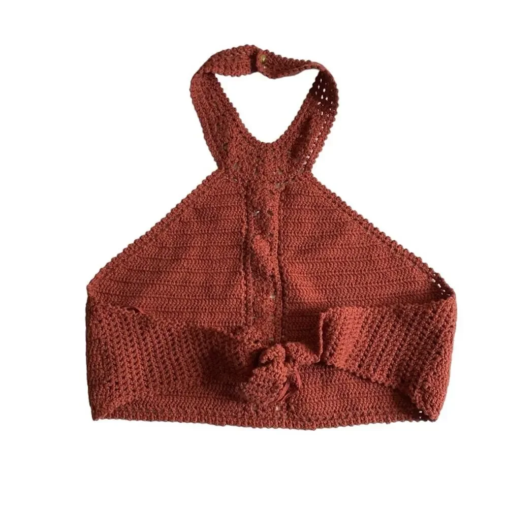 American Eagle Crochet Knit Halter Crop Top‎ Women’s Size XS New - Picture 2 of 7